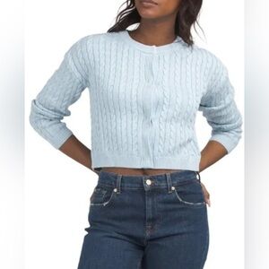 Young Fabulous & Broke Baby Blue Crosby Hidden Button Sweater. Size small NWT